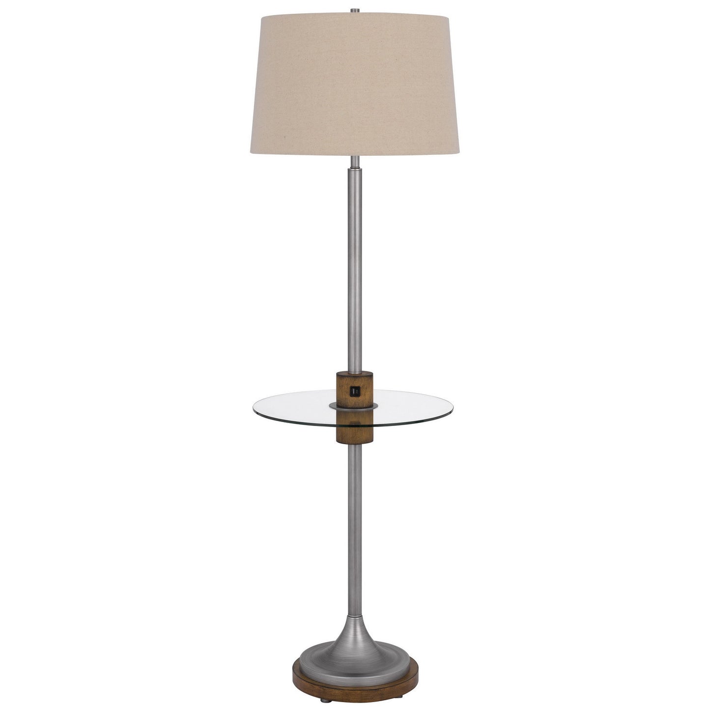 Pewter Tray Table Floor Lamp w/ Shade