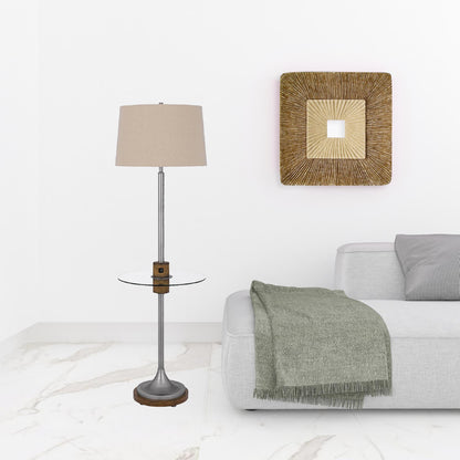 Pewter Tray Table Floor Lamp w/ Shade