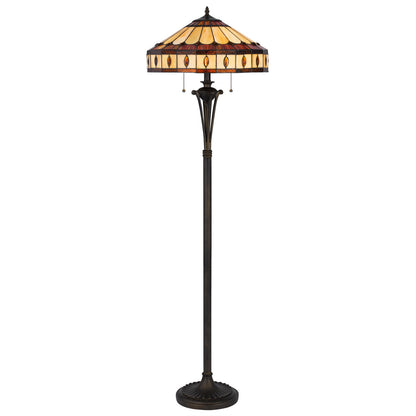 Bronze 2-Light Floor Lamp w/ Tiffany Glass Shade