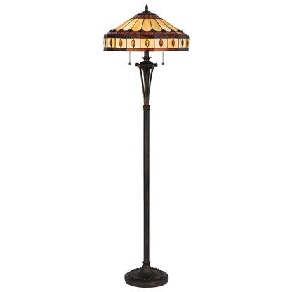 Bronze 2-Light Floor Lamp w/ Tiffany Glass Shade