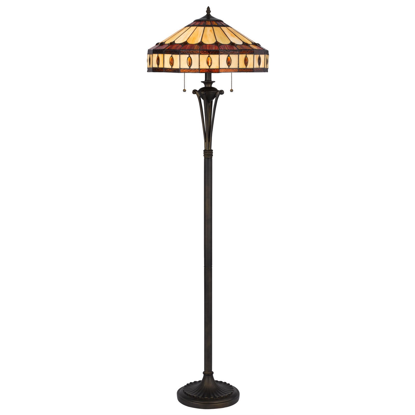 Bronze 2-Light Floor Lamp w/ Tiffany Glass Shade