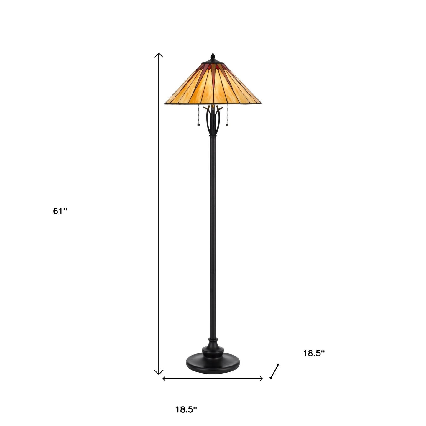 Bronze 2-Light Floor Lamp w/ Tiffany Glass Shade
