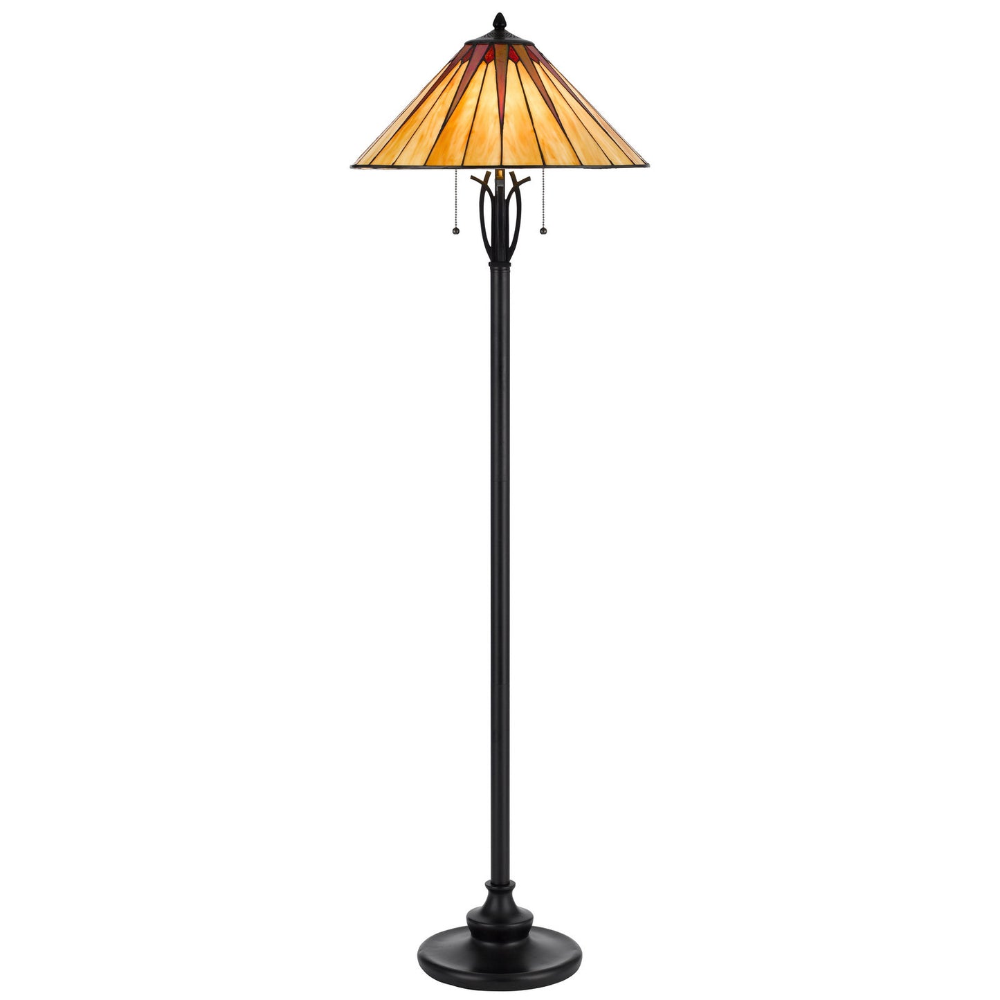 Bronze 2-Light Floor Lamp w/ Tiffany Glass Shade