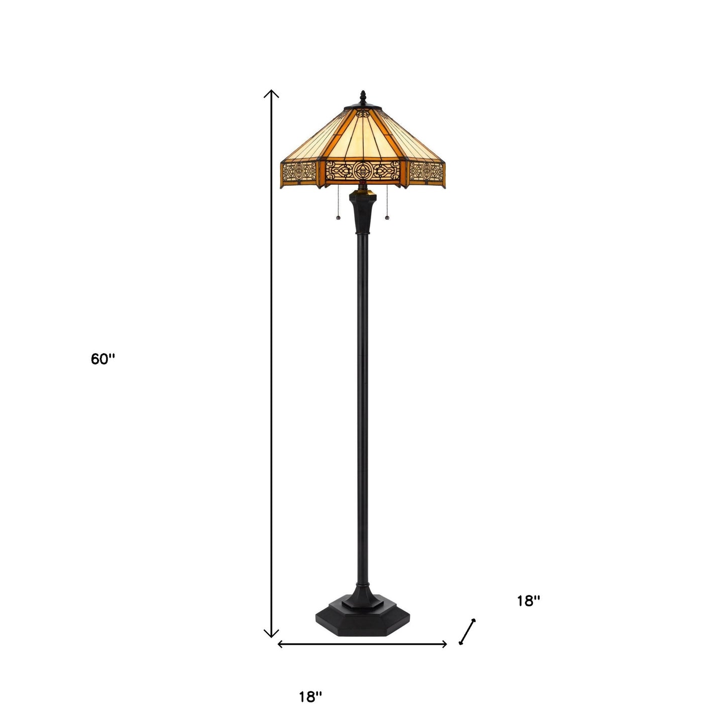 Bronze 2-Light Floor Lamp w/ Tiffany Glass Shade