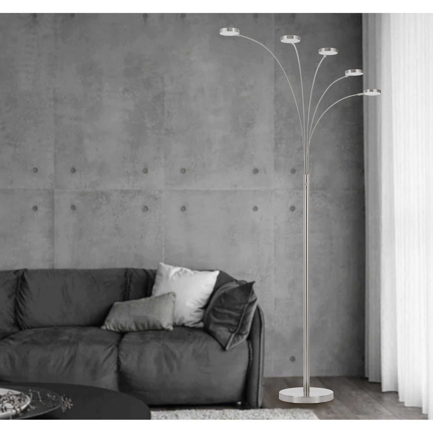 Nickel 5-Light Arc Floor Lamp