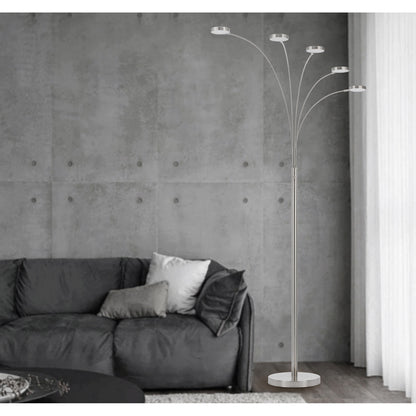 Nickel 5-Light Arc Floor Lamp