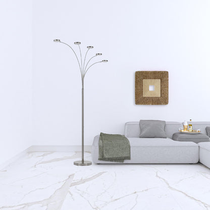 Nickel 5-Light Arc Floor Lamp