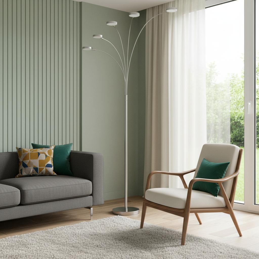 Nickel 5-Light Arc Floor Lamp