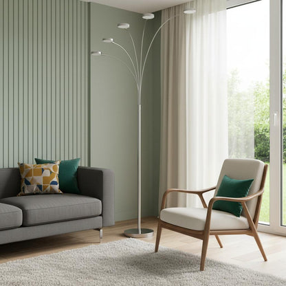 Nickel 5-Light Arc Floor Lamp