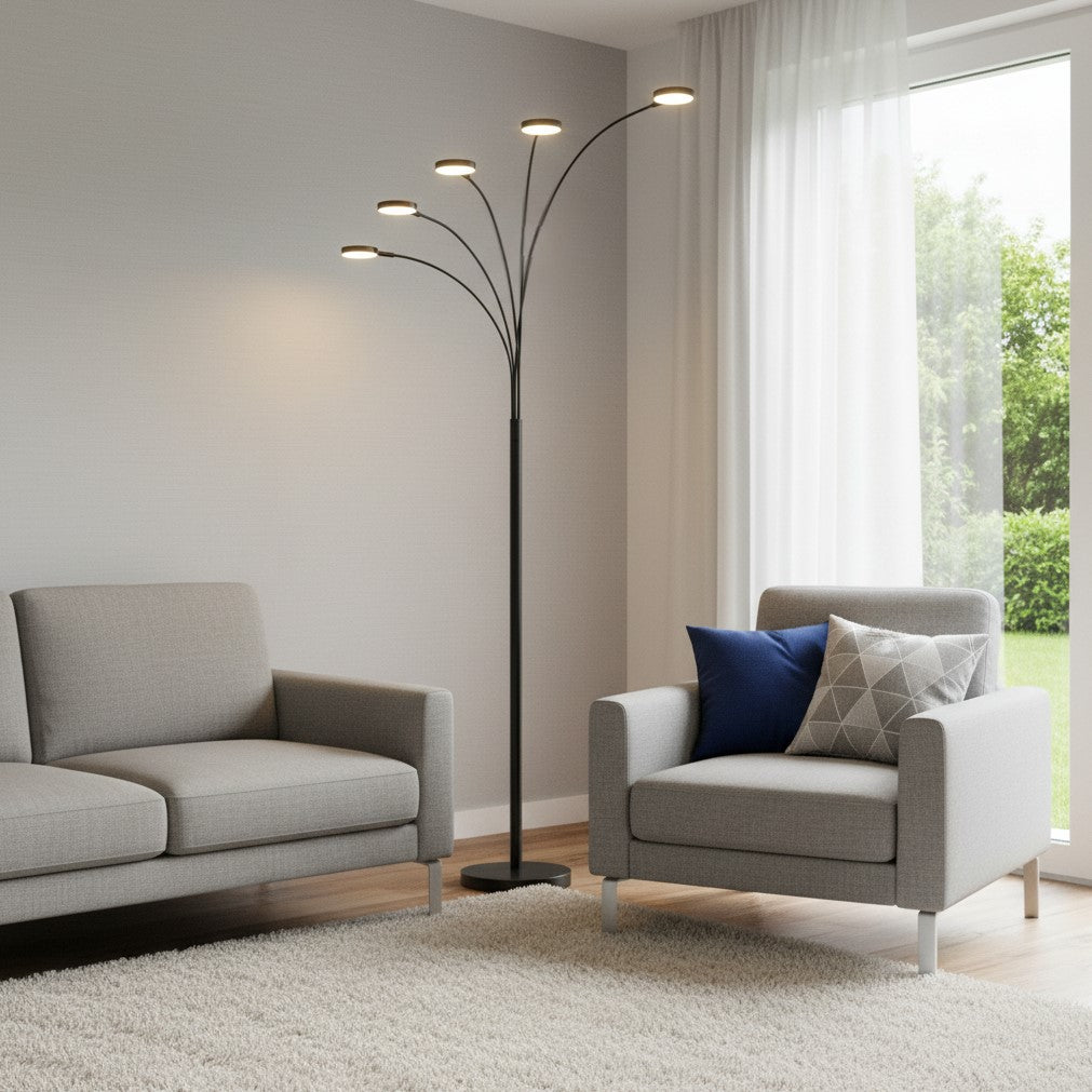 Bronze 5-Light Arc Floor Lamp