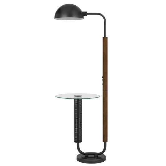 Brown Tray Table Floor Lamp w/ Shade