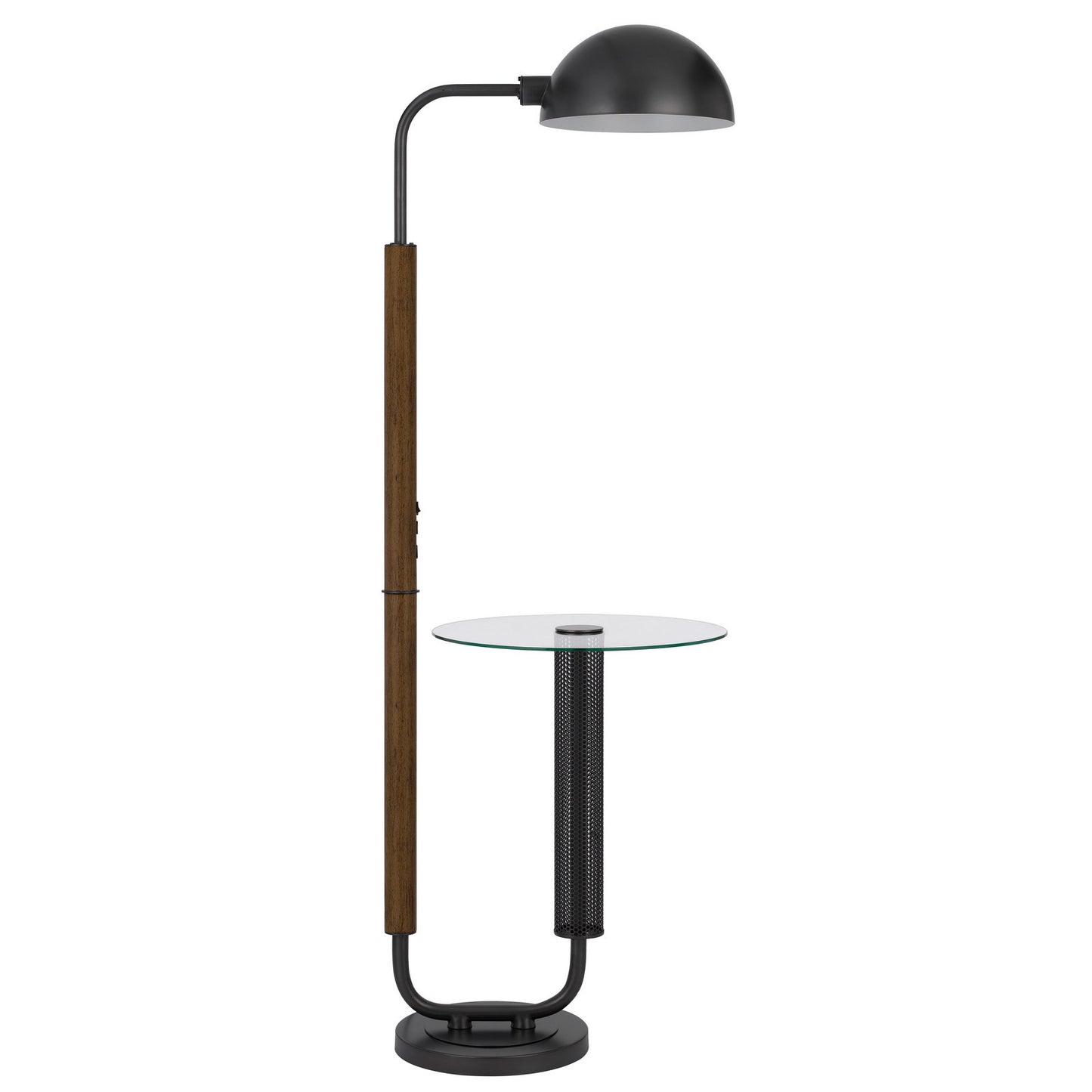 Brown Tray Table Floor Lamp w/ Shade