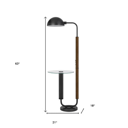 Brown Tray Table Floor Lamp w/ Shade