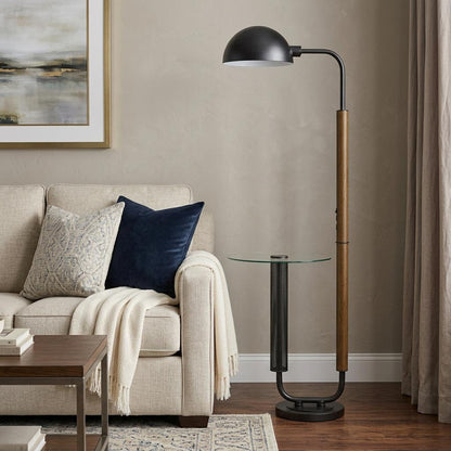 Brown Tray Table Floor Lamp w/ Shade
