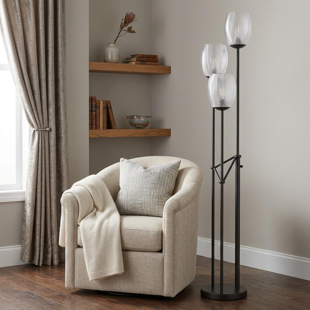 Black 3-Light Floor Lamp w/ Shade