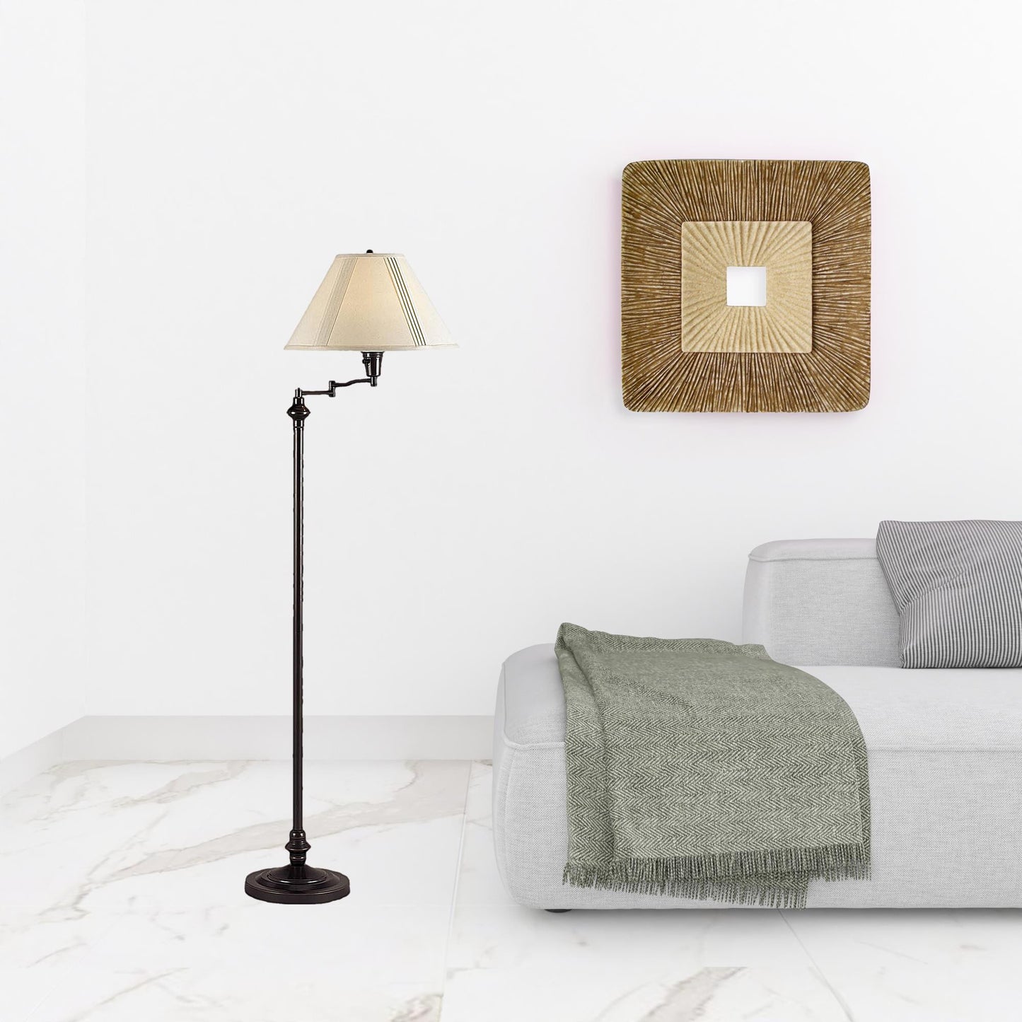 Bronze Swing Arm Floor Lamp w/ Shade