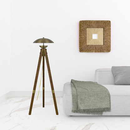 Brass Tripod Floor Lamp w/ Shade
