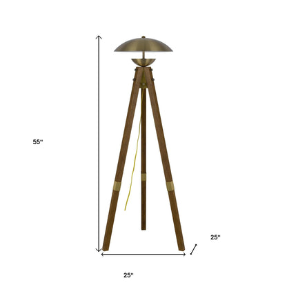 Brass Tripod Floor Lamp w/ Shade