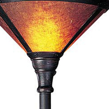 Rusted Torchiere Floor Lamp w/ Shade