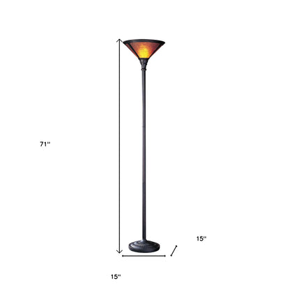 Rusted Torchiere Floor Lamp w/ Shade
