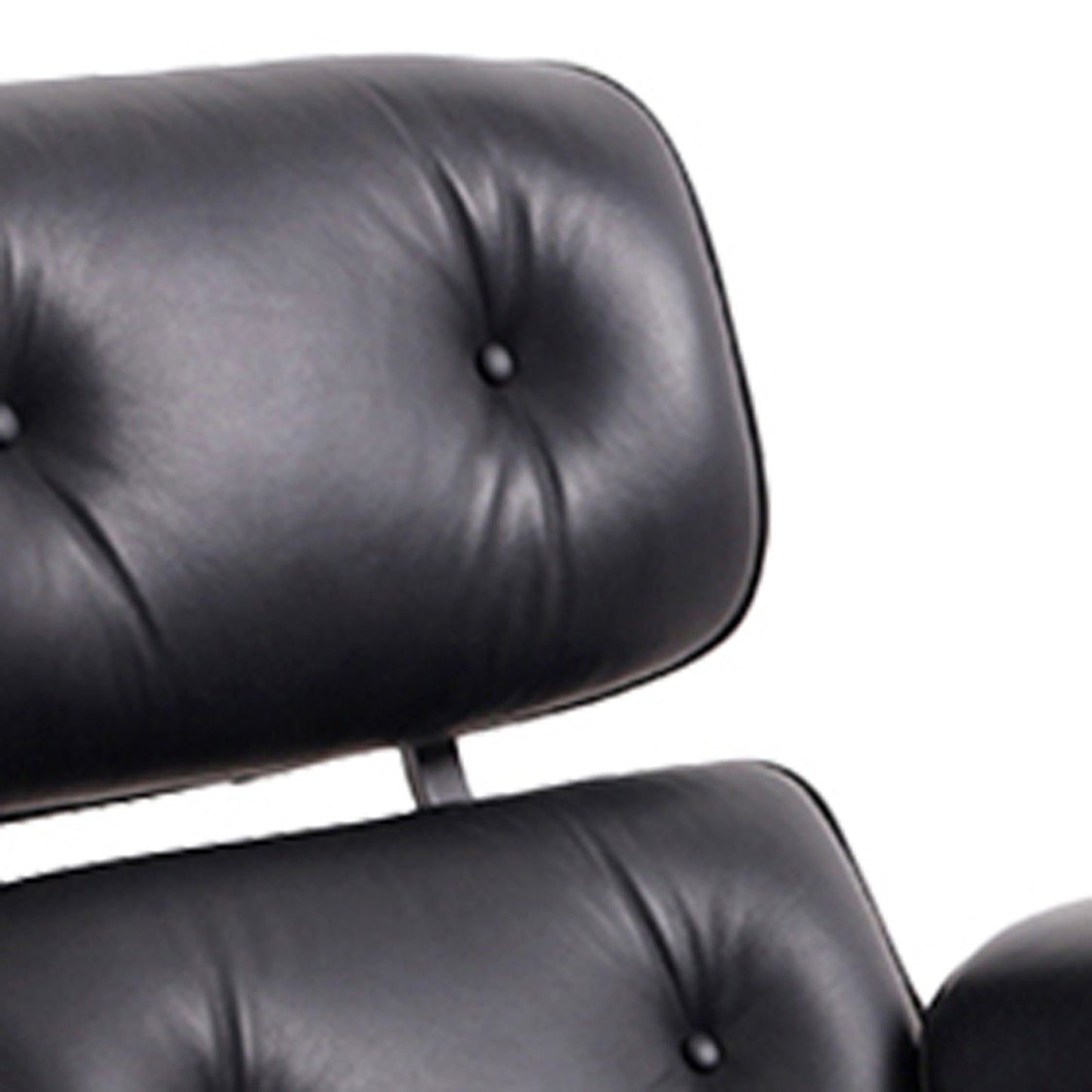 Black & Dark Brown Genuine Leather Tufted Swivel Lounge Chair With Ottoman