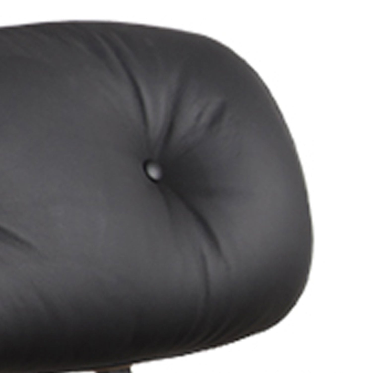 Black & Brown Genuine Leather Tufted Swivel Lounge Chair With Ottoman