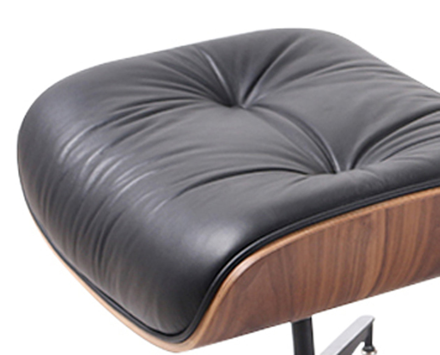 Black & Brown Genuine Leather Tufted Swivel Lounge Chair With Ottoman