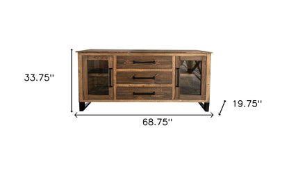 Brown Distressed Wood Sideboard