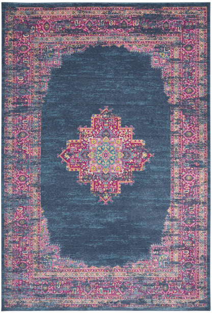 12 x 15 Blue Moroccan Power Loom Distressed Rug
