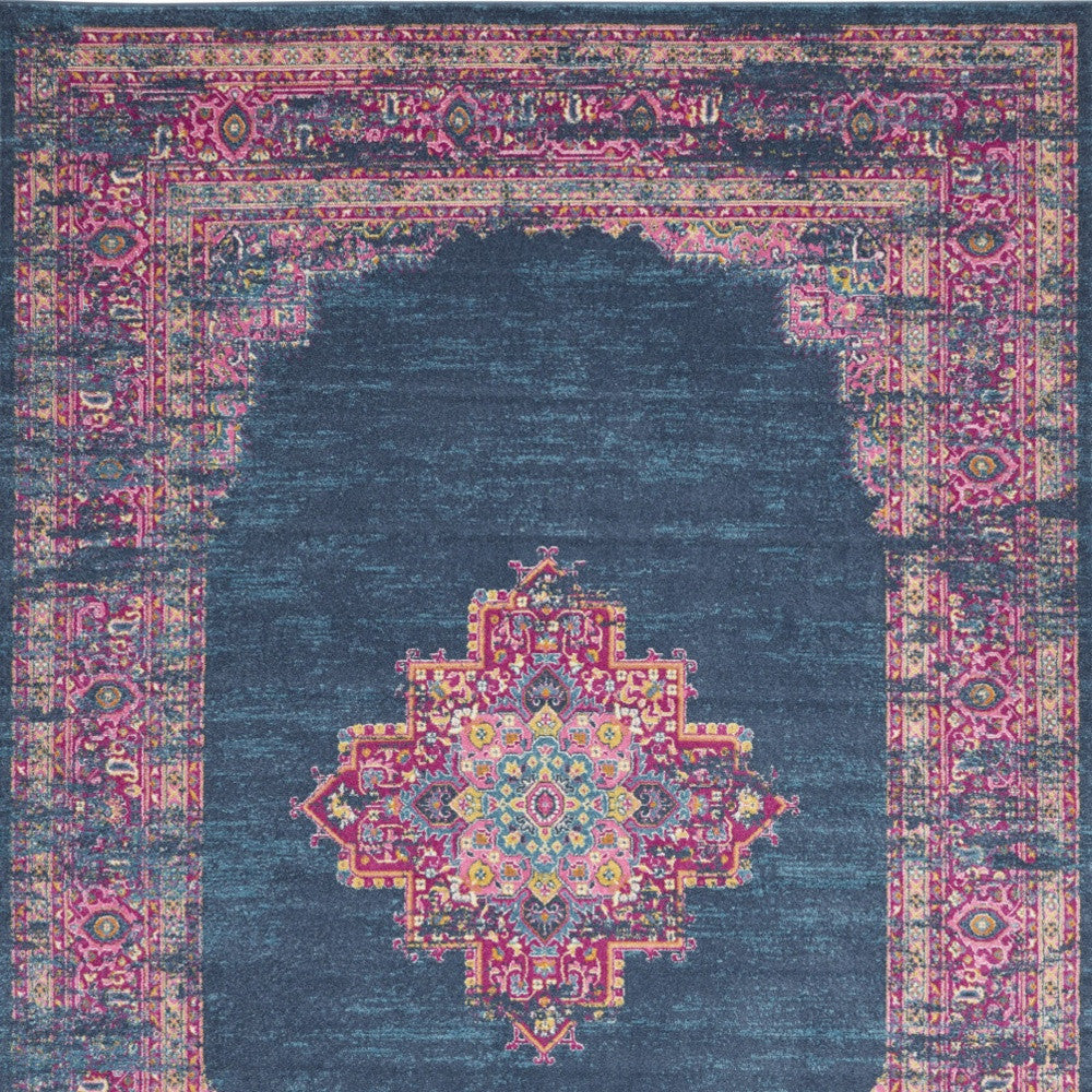 12 x 15 Blue Moroccan Power Loom Distressed Rug