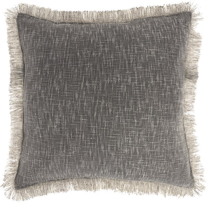 Charcoal Cotton Pillow w/ Fringe