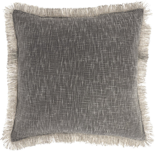 Charcoal Cotton Pillow w/ Fringe