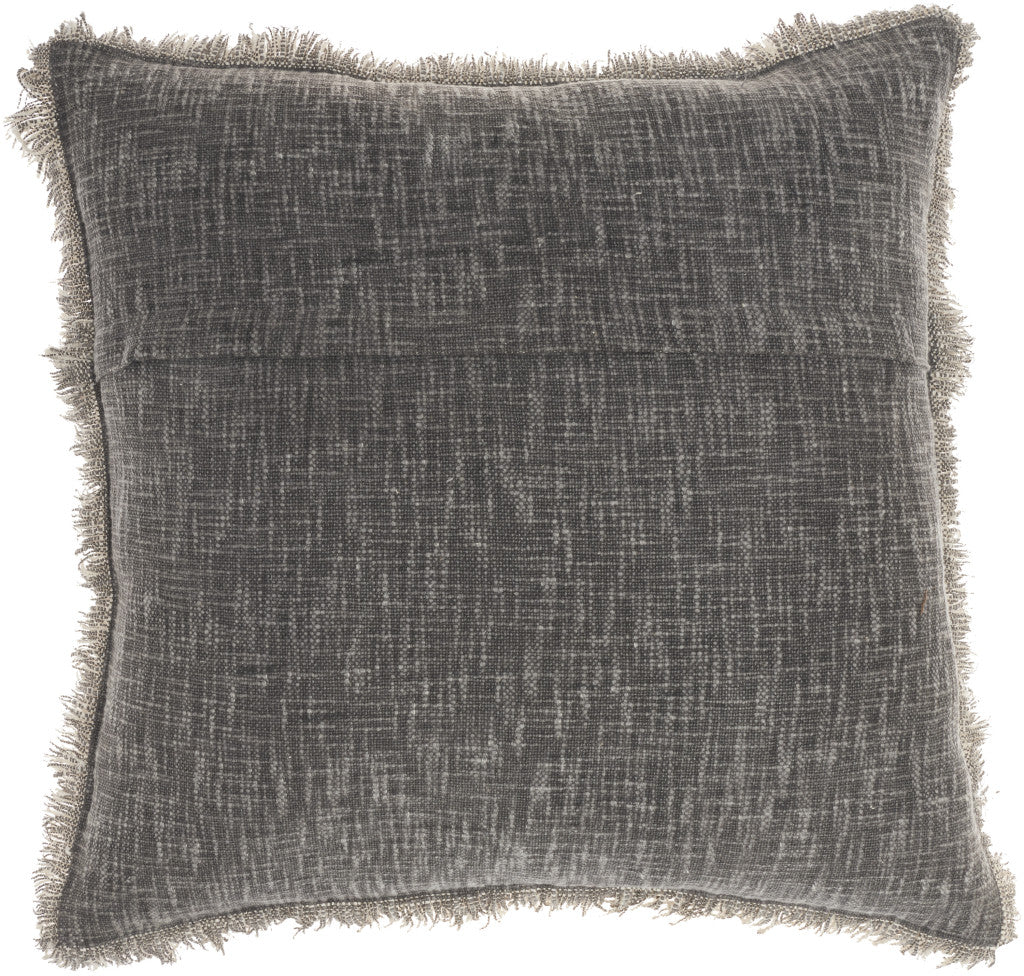Charcoal Cotton Pillow w/ Fringe