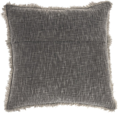 Charcoal Cotton Pillow w/ Fringe