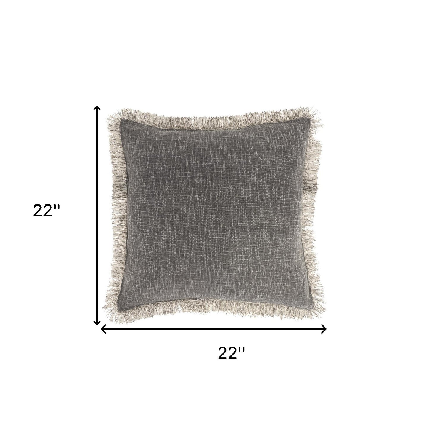Charcoal Cotton Pillow w/ Fringe