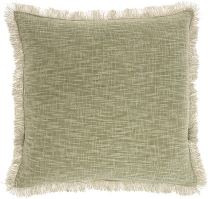 Sage Cotton Pillow w/ Fringe