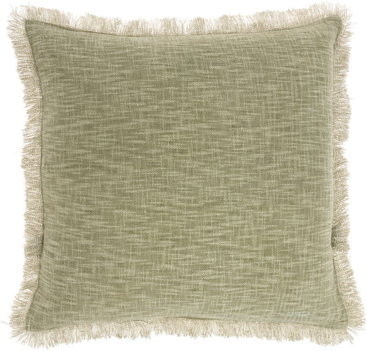 Sage Cotton Pillow w/ Fringe