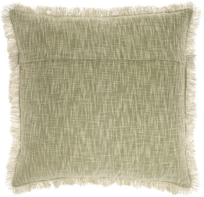 Sage Cotton Pillow w/ Fringe
