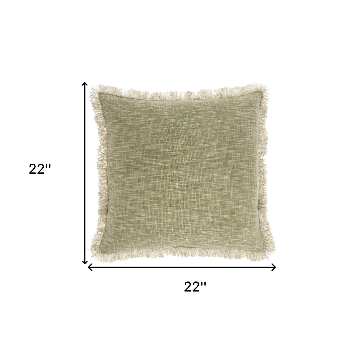 Sage Cotton Pillow w/ Fringe