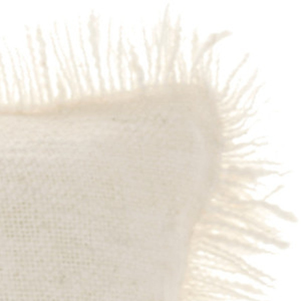 Ivory Cotton Pillow w/ Fringe