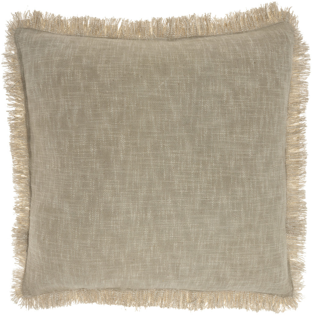 Taupe Cotton Pillow w/ Fringe
