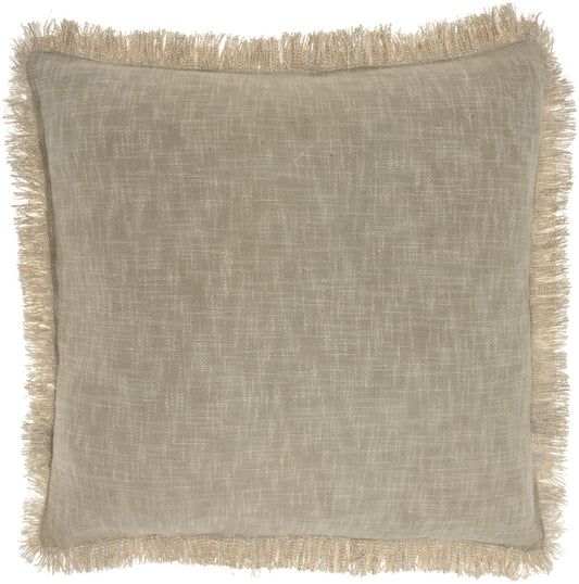Taupe Cotton Pillow w/ Fringe