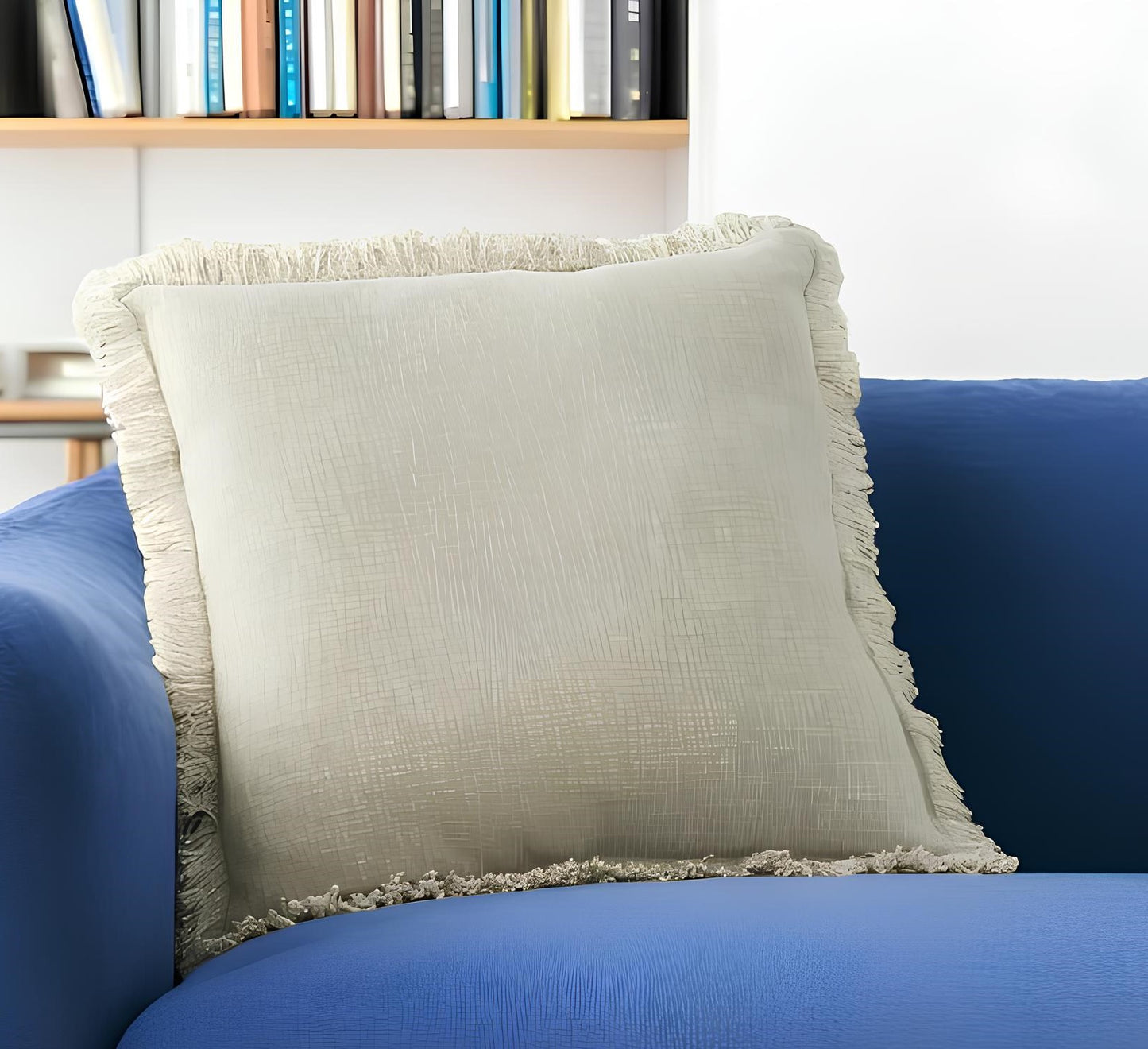 Taupe Cotton Pillow w/ Fringe
