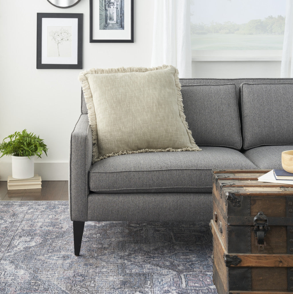 Taupe Cotton Pillow w/ Fringe