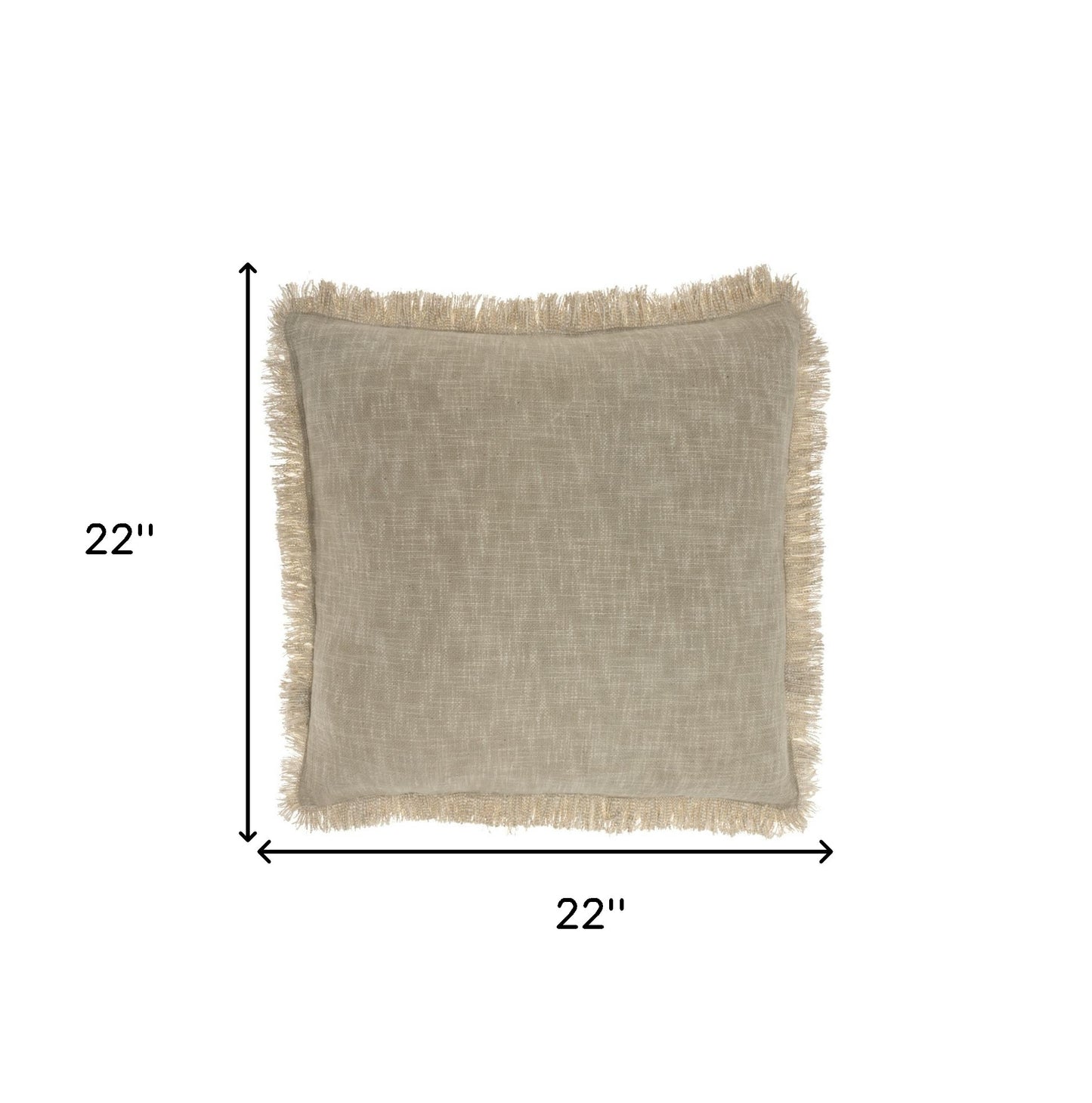 Taupe Cotton Pillow w/ Fringe