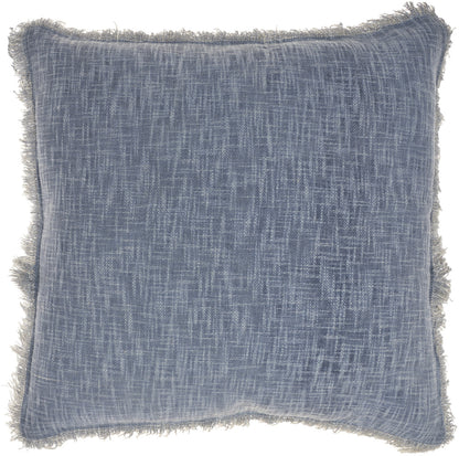 Blue Cotton Pillow w/ Fringe