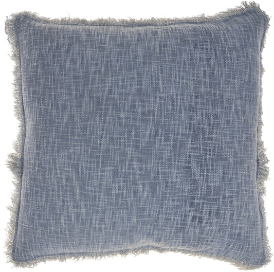 Blue Cotton Pillow w/ Fringe