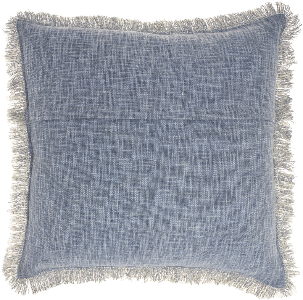 Blue Cotton Pillow w/ Fringe