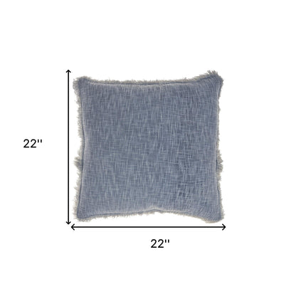 Blue Cotton Pillow w/ Fringe