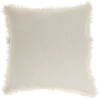 Ivory Cotton Pillow w/ Fringe